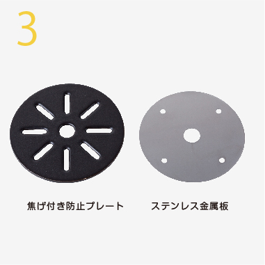 焦げ付き防止プレート付き